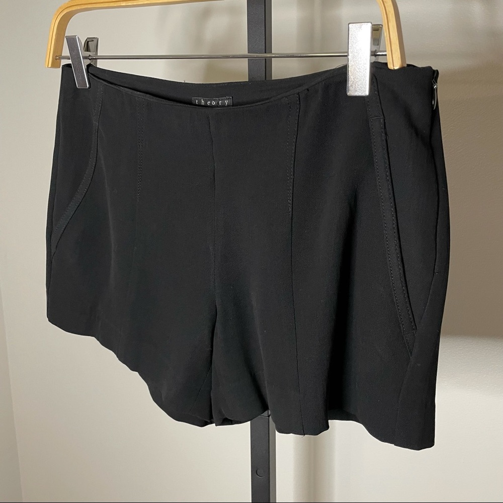 Theory Side Zip Virginwool Black Shorts 2